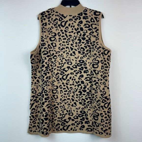 JM Collection Womens Plus 3X Leopard Print Sleeveless Mock Neck Sweater NWT AU73 - Picture 2 of 5